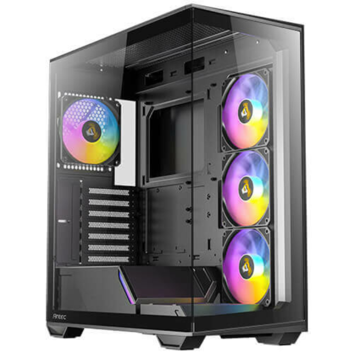Antec C3 Midi Tower PC Negro. Caja de ordenador con soporte para discos 2.5/3.5 pulgadas y ventiladores hasta 140mm.