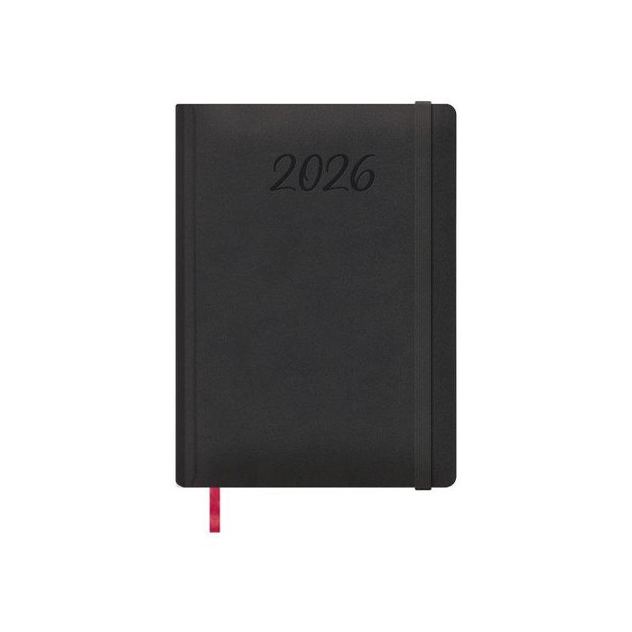 Agenda Anual (2026) Dohe Manaos Cosida Tapa Acolchada Polipiel Con Goma 170X240 D/P Negro