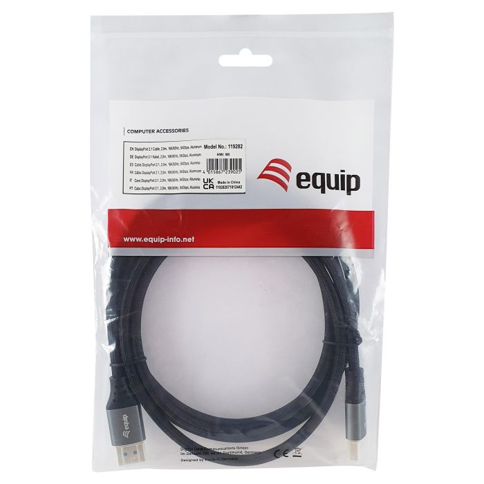 EQUIP Cable DisplayPort 2.1 119282 Macho-Macho 2.00m 16K/60Hz 54Gbps HDCP Oro Plata Negro 6