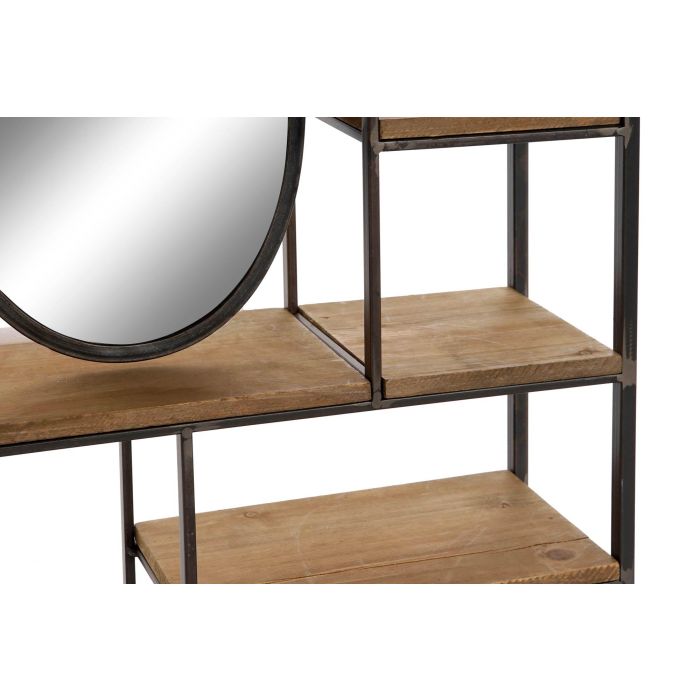 DKD Home Decor Estanteria Loft Metal MDF Espejo 4 Estantes Marron Claro Negro 13.2 x 60.3 x 39.5 cm 2