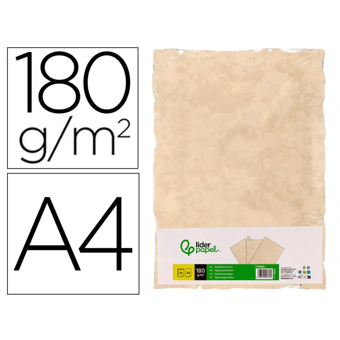 Liderpapel Papel Pergamino DIN A4 con Bordes 180 gr Color Crema Paquete 50 Hojas 0 Liderpapel Papel Pergamino DIN A4 con Bordes 180 gr Color Crema Paquete 50 Hojas 0