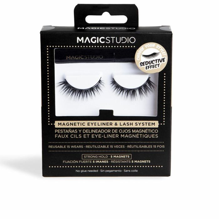 Magic Studio MAGNETIC EYELASHES & LASH SYSTEM Seductor - Pestañas Postizas Magnéticas Ligeras para Uso Diario, 2 Unidades