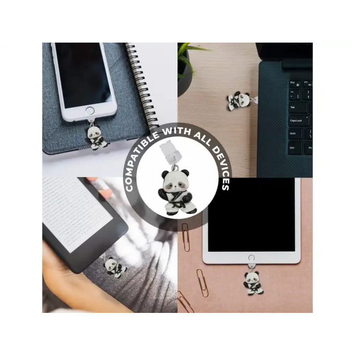 Wondee Charm Colgante para Móvil Funny Panda - Protector de Puerto Carga Tipo-C/Lightning - Accesorio Decorativo y Antipolvo