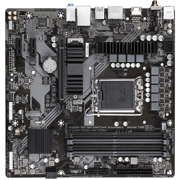 GIGABYTE B760M DS3H AX Placa Base Intel B760 LGA 1700 DDR4 5333MHz Micro ATX Wi-Fi 6E 2.5GbE LAN para Intel 12ª-14ª Gen 4