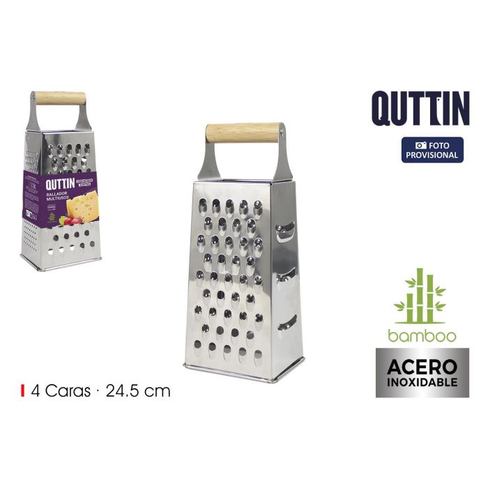 Quttin Rallador Multiusos con Asa de Bambú 24.5 cm (24 Unidades)