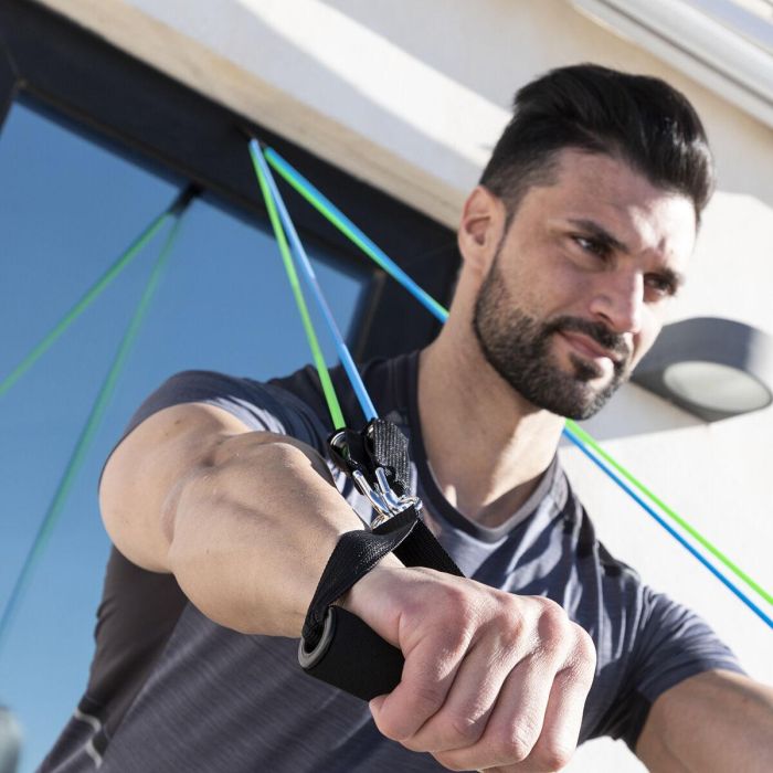 Set de Bandas de Resistencia con Accesorios y Guía de Ejercicios Tribainer InnovaGoods 3 Unidades 6