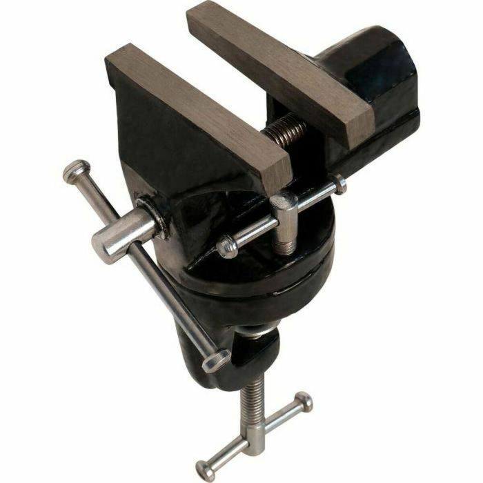 FARTOOLS PRO 111453 Prensa de banco con mordaza de 70 mm, apertura 40 mm, base giratoria 360°, fijación rápida, de fundición.
