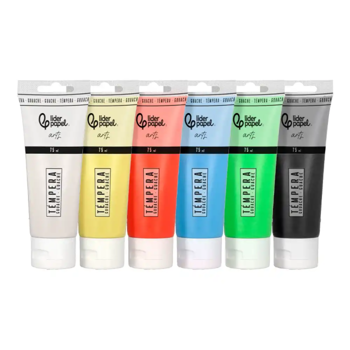 Liderpapel Pintura Gouache/Tempera Caja 6 Tubos 75 ml Colores Surtidos 4
