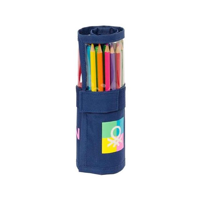 Plumier Benetton Cool Azul marino 7 x 20 x 7 cm Enrollable 27 Piezas