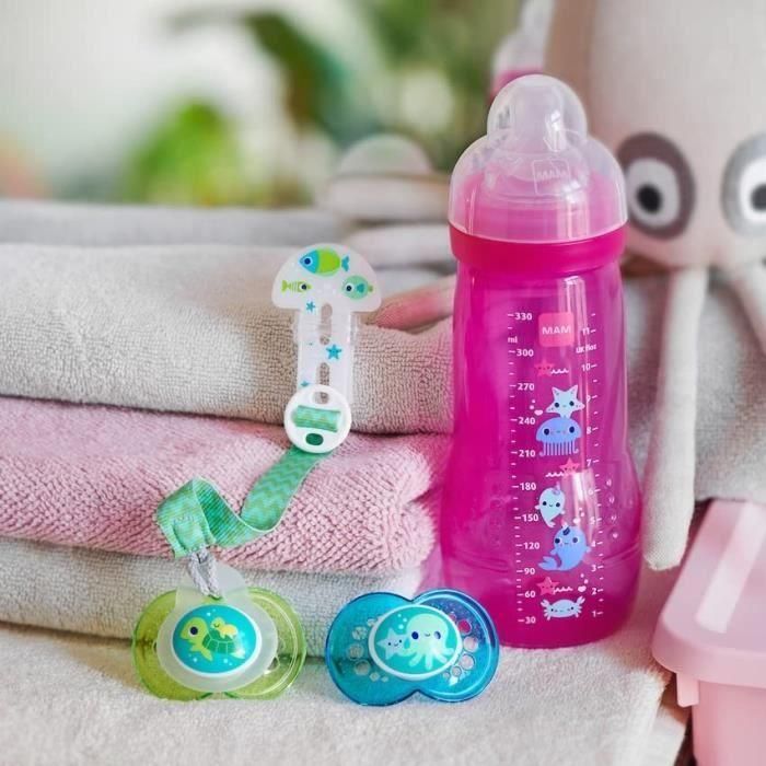 Biberón colorido MAM Easy Active 2nd Age - 330ml - a partir de 6 meses - Flow Teat X - Juego de 2 - Niña 1 Biberón colorido MAM Easy Active 2nd Age - 330ml - a partir de 6 meses - Flow Teat X - Juego de 2 - Niña 1
