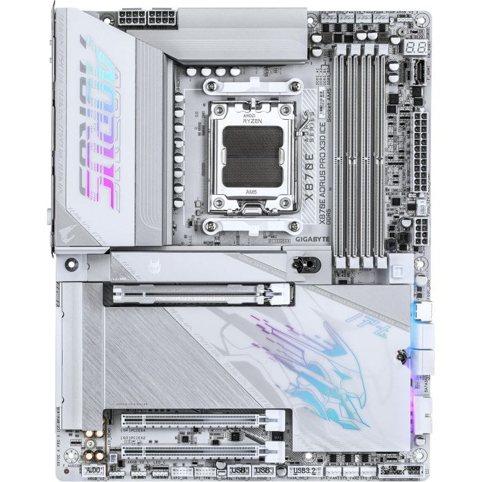 Gigabyte X870E AORUS PRO X ICE Placa Base, Chipset AMD X870E, Socket AM5, DDR5-SDRAM, ATX 1