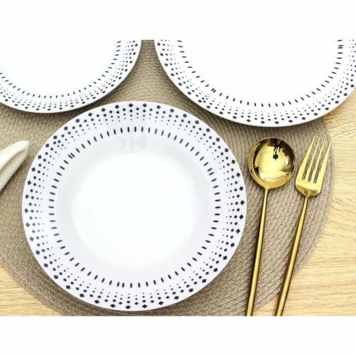 Set de Vajilla Rice grain Blanco Negro Porcelana 18 Piezas 2 Set de Vajilla Rice grain Blanco Negro Porcelana 18 Piezas 2
