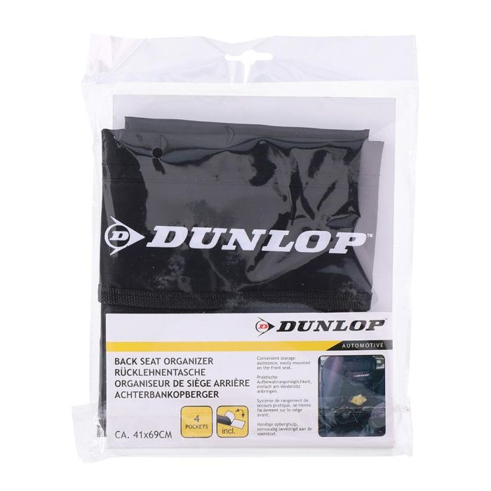 Dunlop Organizador para respaldo de asiento de coche, 4 bolsillos, 41x69cm, Negro 1