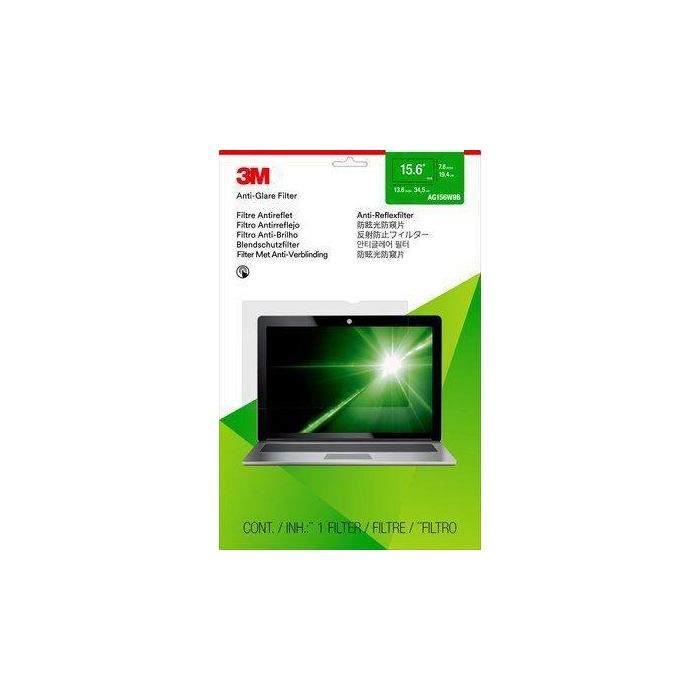 3M AG156W9B Filtro Antideslumbrante para Portátil 15.6" Panorámico, Protección Pantalla Táctil, Anti-Reflejos, Acabado Mate 1