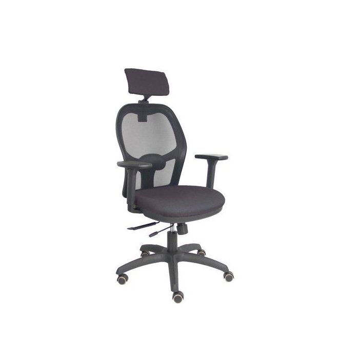 Silla Piqueras Y Crespo Jorquera Brazos 3D Y Cabecero Regulables Mecanismo Sincro Con Traslack Ruedas Parquet Respaldo De Malla Negra Y Asiento Tapizado Bali Gris Oscuro