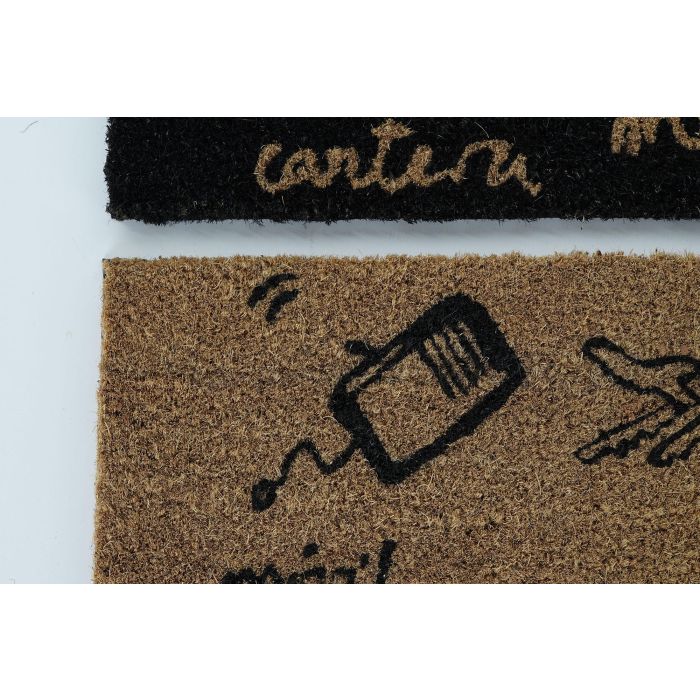 DKD Home Decor Felpudo Basicos Fibra Coco y PVC Marrón Claro Negro 60x40x1.5 cm Motivos Llaves y Mascarilla Pack 6 Unidades 1 DKD Home Decor Felpudo Basicos Fibra Coco y PVC Marrón Claro Negro 60x40x1.5 cm Motivos Llaves y Mascarilla Pack 6 Unidades 1