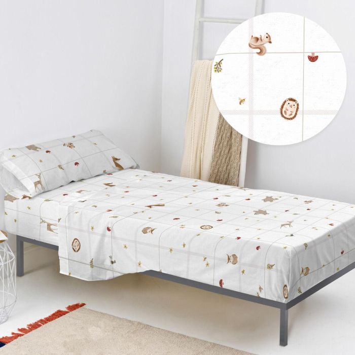 Juego de Sábanas HappyFriday HF Mini Woods Animals Multicolor Cama de 80/90 2 Piezas 3