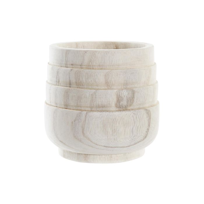 DKD Home Decor Macetero Decorativo de Estilo Boho en Madera de Paulownia Color Marrón 17x17x16 cm