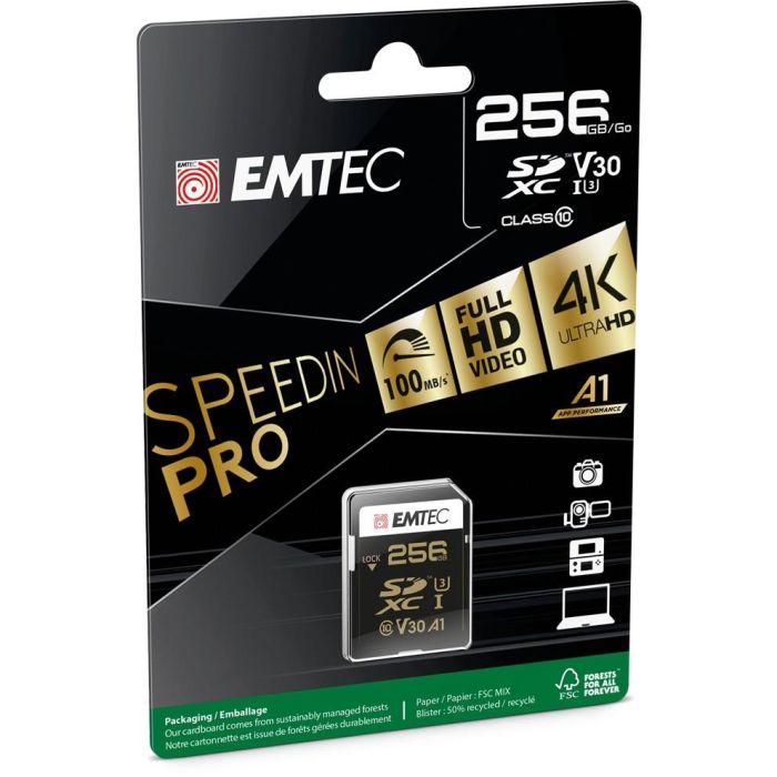 CARD Emtec 256GB UHS-I U3 V30 SpeedIN Pro 1 CARD Emtec 256GB UHS-I U3 V30 SpeedIN Pro 1