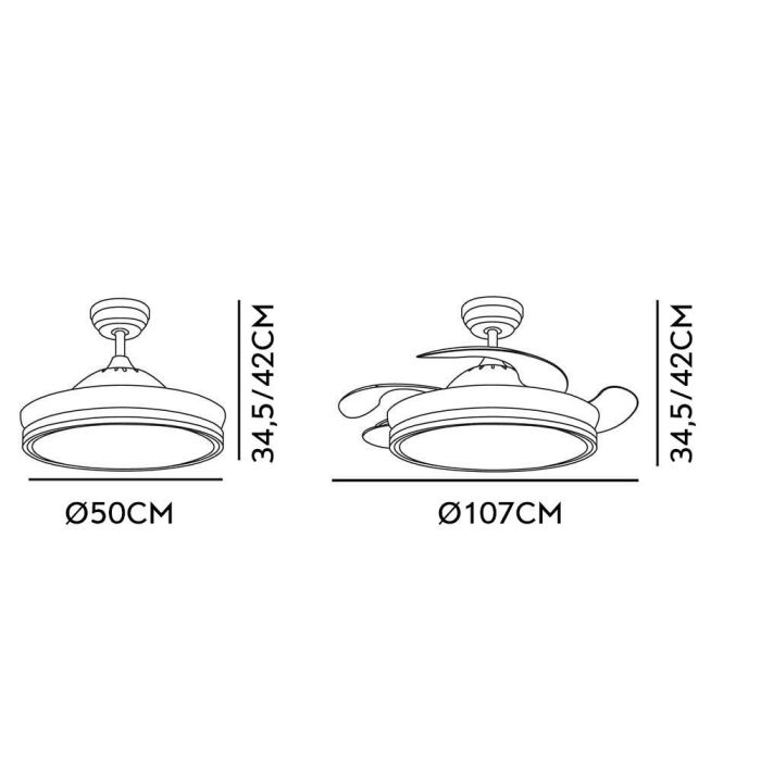 Bayomo Ventilador con Tecnología LED 72W Blanco, 3 Temperaturas de Luz, Mando a Distancia 3