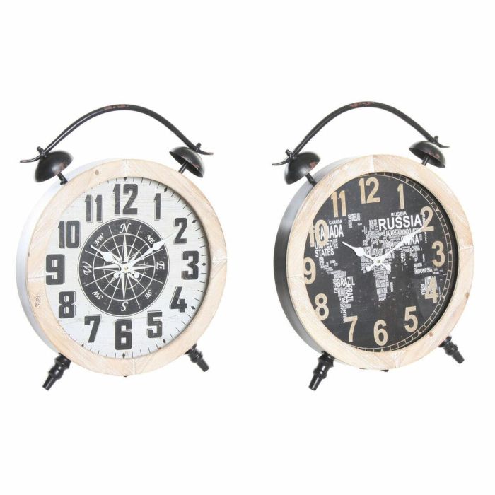 Reloj Sobremesa Vintage DKD Home Decor Negro Natural 6.5 x 52.5 x 41 cm (2 Unidades)