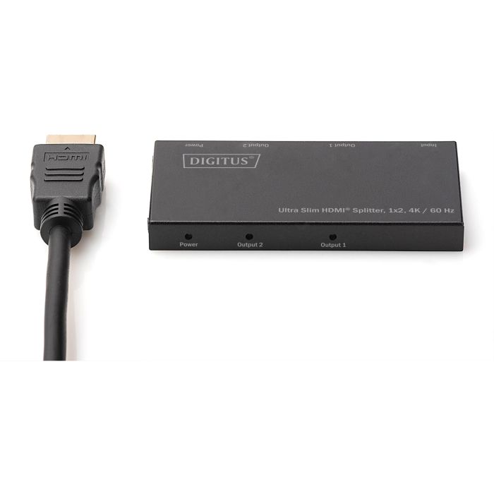Digitus Splitter HDMI Ultra Slim 1x2 4K/60Hz Negro Metal 4K Ultra HD Negro 2