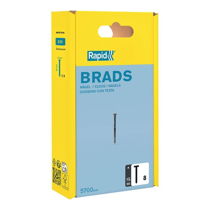 Rapid Clavo galvanizado brad 15 mm, 5700 uds