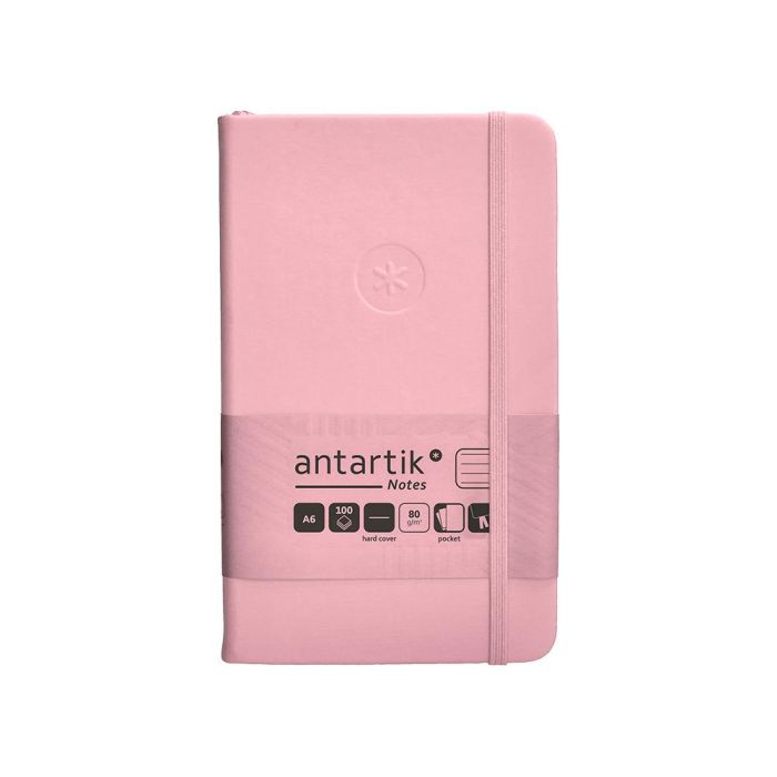 Cuaderno Con Gomilla Antartik Notes Tapa Dura A6 Hojas Rayas Rosa Pastel 100 Hojas 80 gr Fsc 1