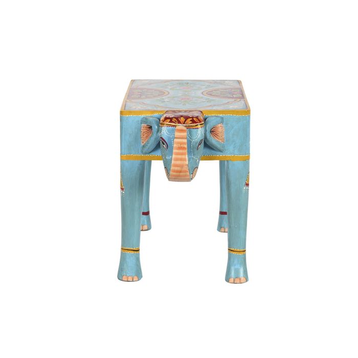DKD Home Decor Mesita Auxiliar Indio Elefante Hecha a Mano de MDF y Madera de Mango Multicolor 29x40x58 cm 3