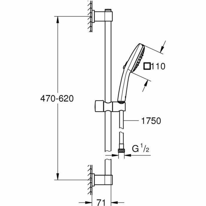Grohe 26096001 Set de Ducha Vitalio Comfort 110 con Rociador de 3 Chorros, Barra y Flexo, Ahorro de Agua 2