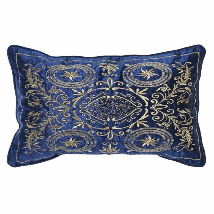 Cojin Neoclasico DKD Home Decor Azul Marino Dorado 10 x 30 x 50 cm