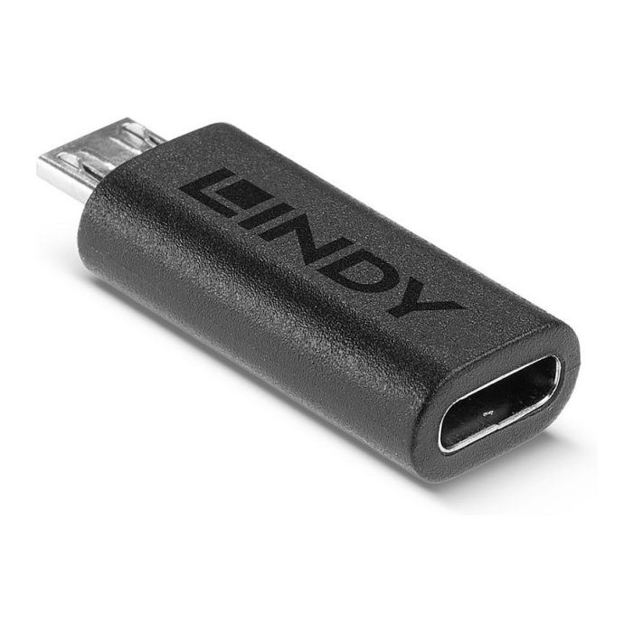 Lindy Adaptador USB 2.0 Tipo Micro-B a C para Conectar Cable USB Tipo C a Dispositivos Micro-B 1