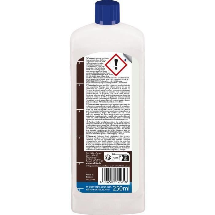 Melitta MEL4006508192618 Descalcificador Líquido 250 ml para Cafeteras de Filtro 1