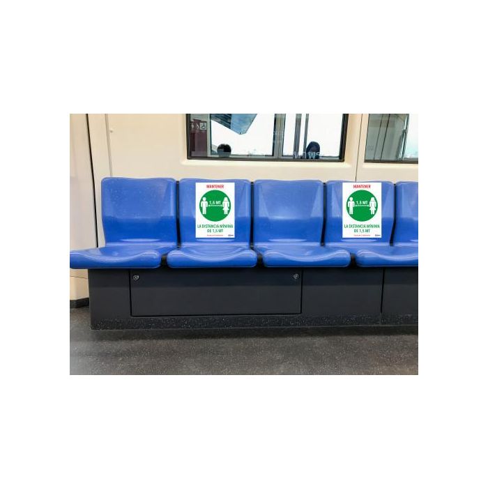 Avery Señal Adhesiva Mantener Distancia Mínima 1.5 Mt DIN A4 Resistente Rayos UV Pack 2 Unidades 1