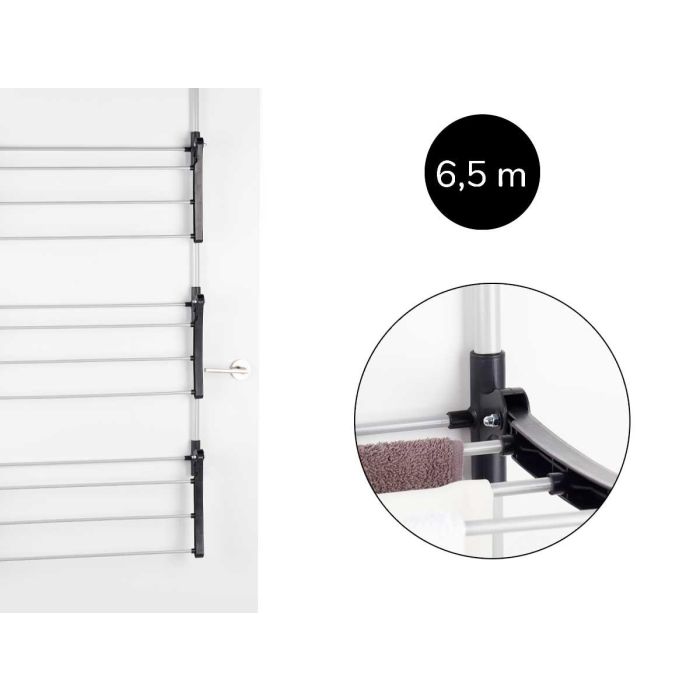 Kipit Tendedero Puerta Plegable 3 Estantes Plata/Negro 65.5 x 29 x 129 cm (Set de 12)