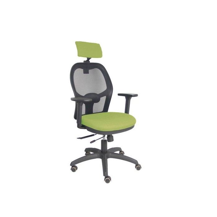 Silla Piqueras Y Crespo Jorquera Brazos 3D Y Cabecero Regulables Mecanismo Sincro Con Traslack Ruedas Parquet Respaldo De Malla Negra Y Asiento Tapizado Bali Verde Oliva