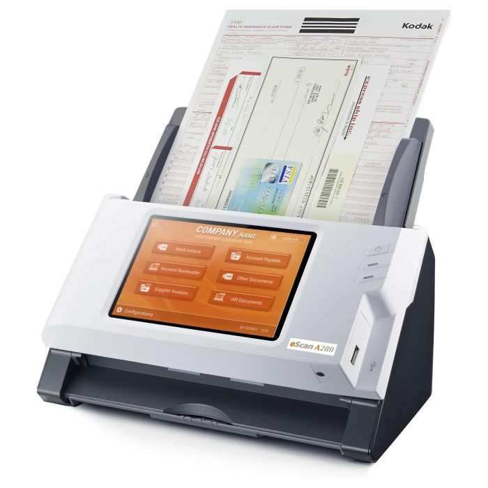 Plustek Escáner A280 Enterprise, Resolución 600x600 DPI, Escaneo Dúplex a Color, Velocidad 20 ppm, Pantalla 7" 7