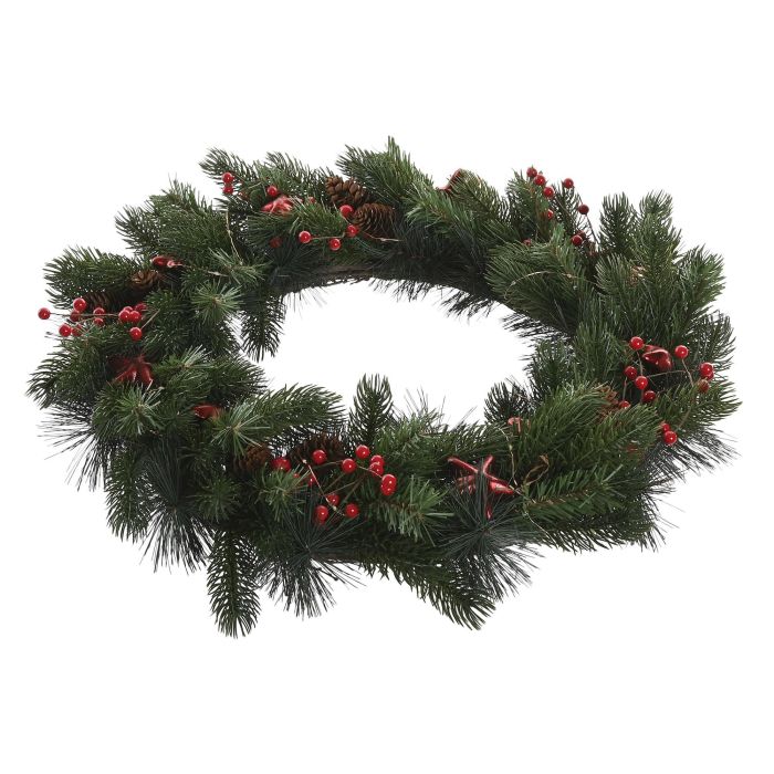 Corona Navidad Tradicional DKD Home Decor Verde Rojo 15 x 60 x 60 cm (2 Unidades) 4