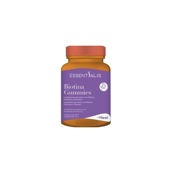 Essentialis Biotina Gummies 60 Caramelos de Goma. Vitaminas, Zinc para Piel, Cabello y Uñas. Apto para Veganos.
