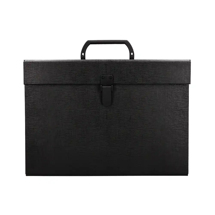 Liderpapel Maletín Clasificadora con Fuelle y Asa, 19 Departamentos, Cartón Forrado, Negro, 390x255x120 mm 1