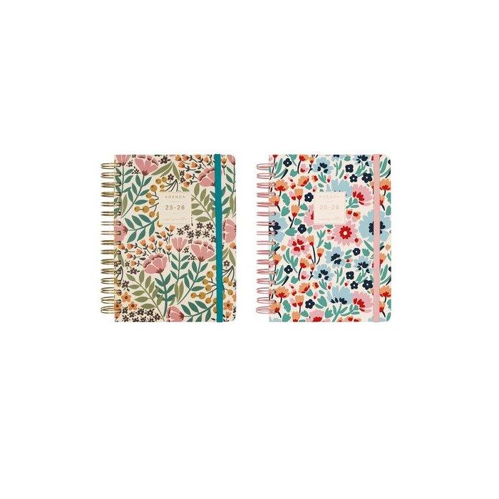 Agenda Escolar (2025-26) Finocam Trendy Moniquilla Wire-O Tapa Extradura E10 155X212 Con Goma Surtido Pack De 4