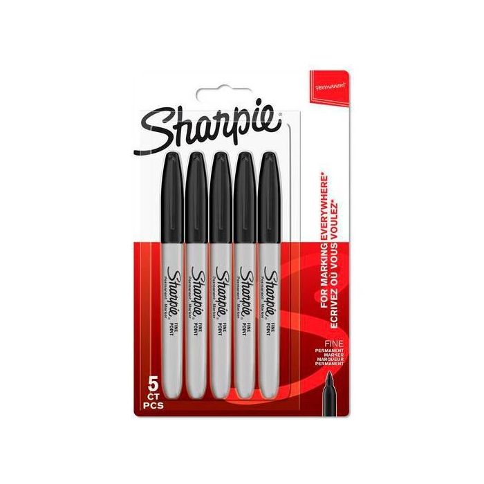 Sharpie Marcador Permanente Punta Fina Negro Blíster 5 Ud