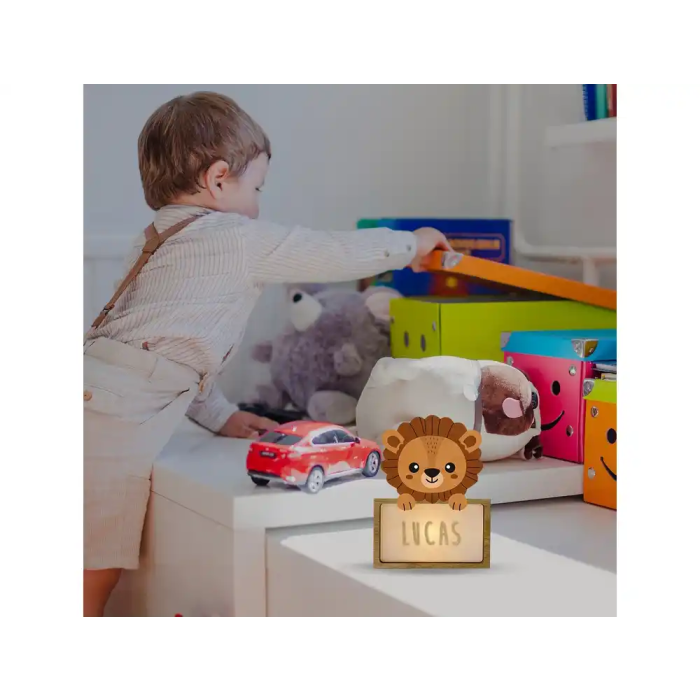 Wondee Lámpara Infantil Personalizable "Little Lion" con Nombre Madera Sostenible, Luz Quit Miedos Bebé 3 Wondee Lámpara Infantil Personalizable "Little Lion" con Nombre Madera Sostenible, Luz Quit Miedos Bebé 3
