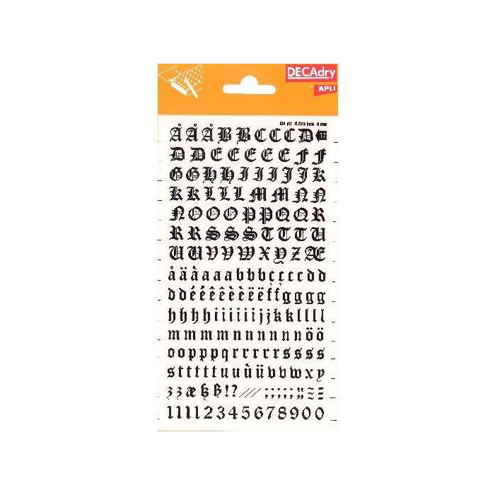 Apli Letras Y Números Transferibles 8 mm 199 Caracteres Negro Apli Letras Y Números Transferibles 8 mm 199 Caracteres Negro