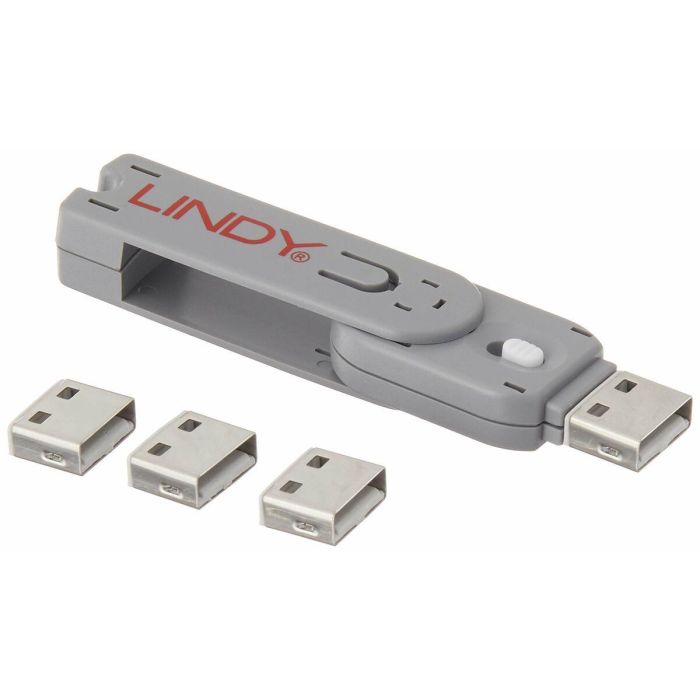 Lindy Bloqueador de puertos USB para seguridad física, evita acceso no autorizado a datos sensibles, Pack de 4, Color Blanco