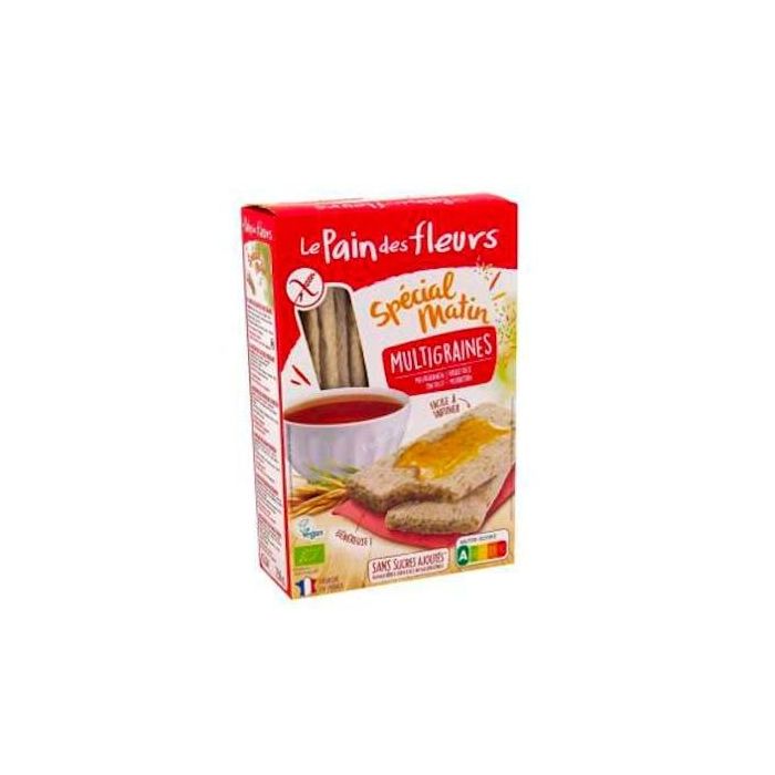 LE PAIN DES FLEURS Tostada Multicereal Bio 230g - Sin Gluten, Vegano, Bajo Azúcar, Fuente Fibra, Hierro y Magnesio