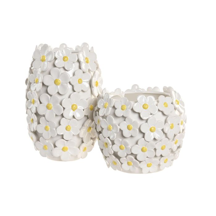 Jarron Shabby DKD Home Decor Blanco Amarillo 21 x 18 x 21 cm 3