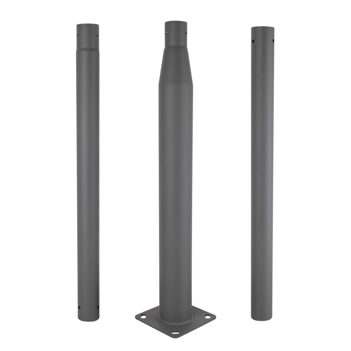 Columna Farola Desmontable Gris de Aluminio 3 Tramos para 2 o 3 Metros de Altura compatible con Farolas 76mm Diámetro Base 150x150mm