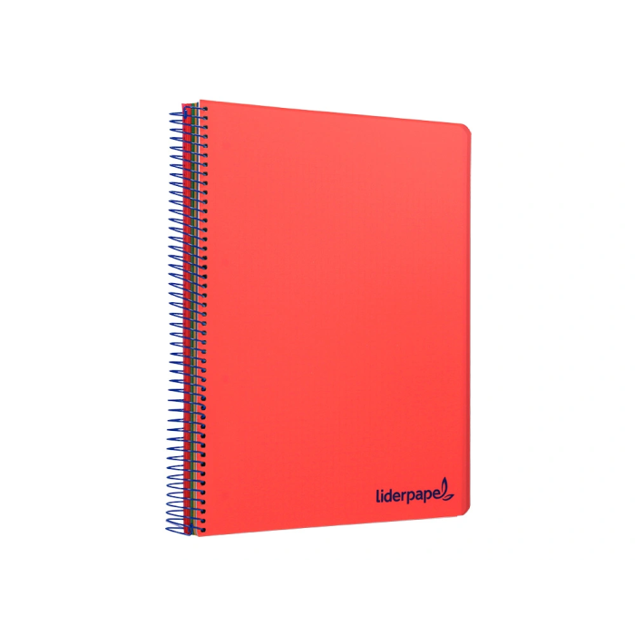 Liderpapel Cuaderno espiral micro wonder A5 120h 90gr cuadro 5mm tapa plástico 6 bandas 6 taladros color rojo 4