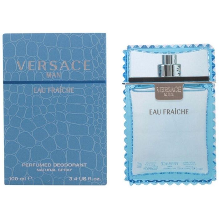 Versace EAU FRAÎCHE Desodorante Perfumado Vaporizador para Hombre, Fragancia Amaderada Acuática 100 ml